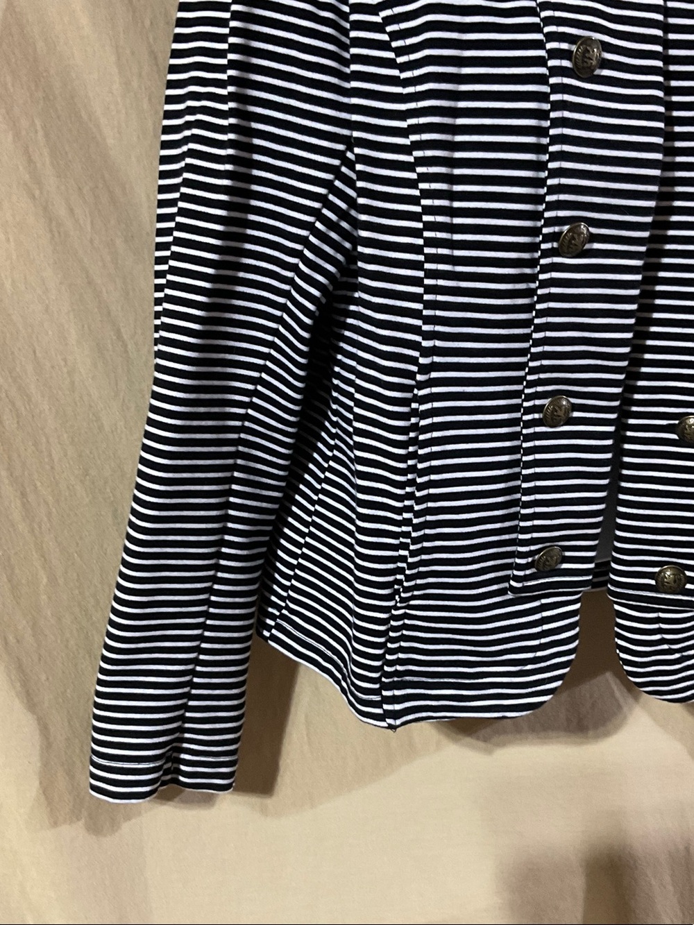 Tommy Hilfiger Size M Black & White Striped Military-Style Blazer - Picture 3 of 6